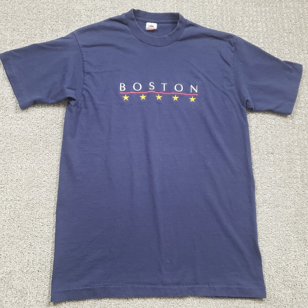 Vintage Fruit of The Loom Single Stitch Made in USA Shirt Mens L (fit M) Boston